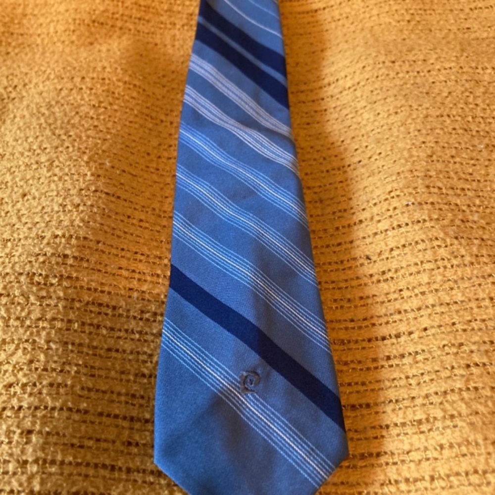 Pierre Cardin Blue Striped Tie, Vintage, 1970s, Mid-Century Modern